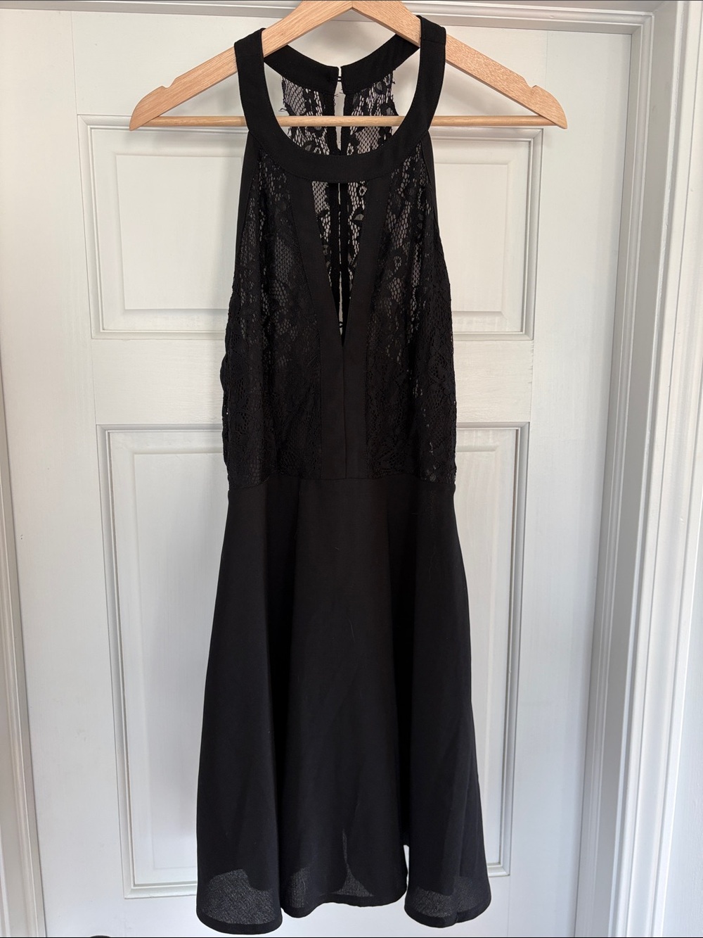 Lulus Black Lace Halter Fit-and-Flare Dress